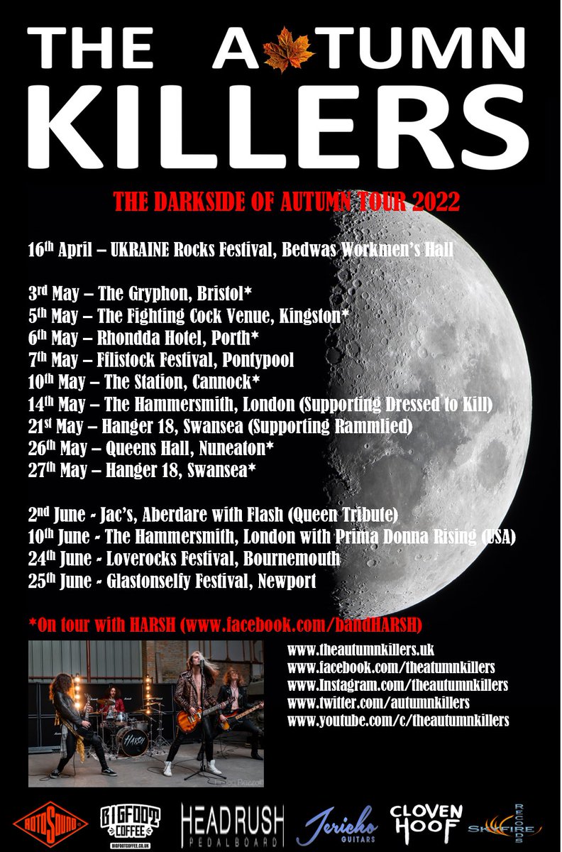 autumnkillers's tweet photo. To all our fans, It’s just been confirmed that we will have an hour set for the support gigs with @Band_HARSH this May. This means you will all get to hear our debut album DARKSIDE in it’s entirety.
#Tours #touring #Live #alert #bandslive
@GuyB_rockshow @loverocksfest https://t.co/82AasWPZpe