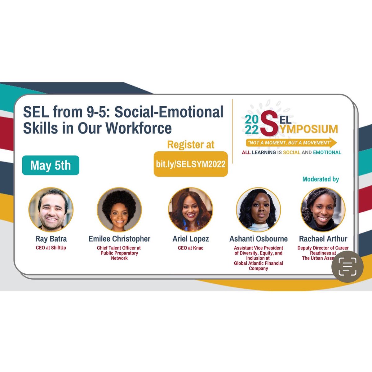 _emilee09's tweet photo. Join me at the @UrbanAssembly 2022 SEL Symposium on May 5th to learn about all of the important work happening in Social Emotional Learning right now. SEL is not a moment, but a movement, so get on board! Tickets are available at https://t.co/5c6HVsLCxO https://t.co/8IH5CnXL0t