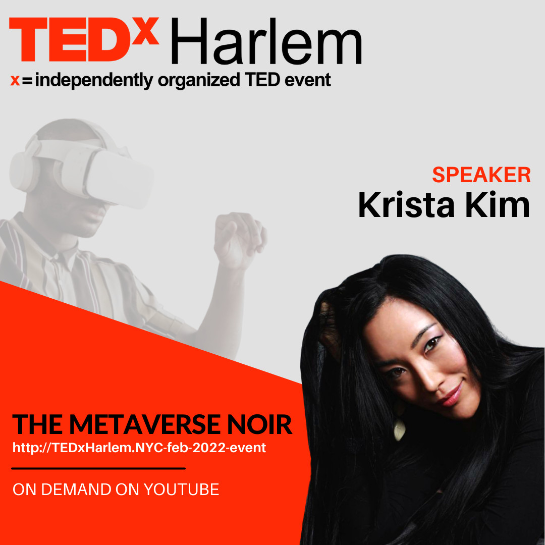 NMGventures's tweet photo. We would like to thank @superworldapp + @nmgventures for sponsoring the @TedxHarlem event of 2022 The Metaverse Noir, an independently organized @TED event. 

The full TEDx video of keynote speaker Krista Kim has been released on Youtube, titled A Better Metaverse for Humanity. https://t.co/RX4FIh7rAK