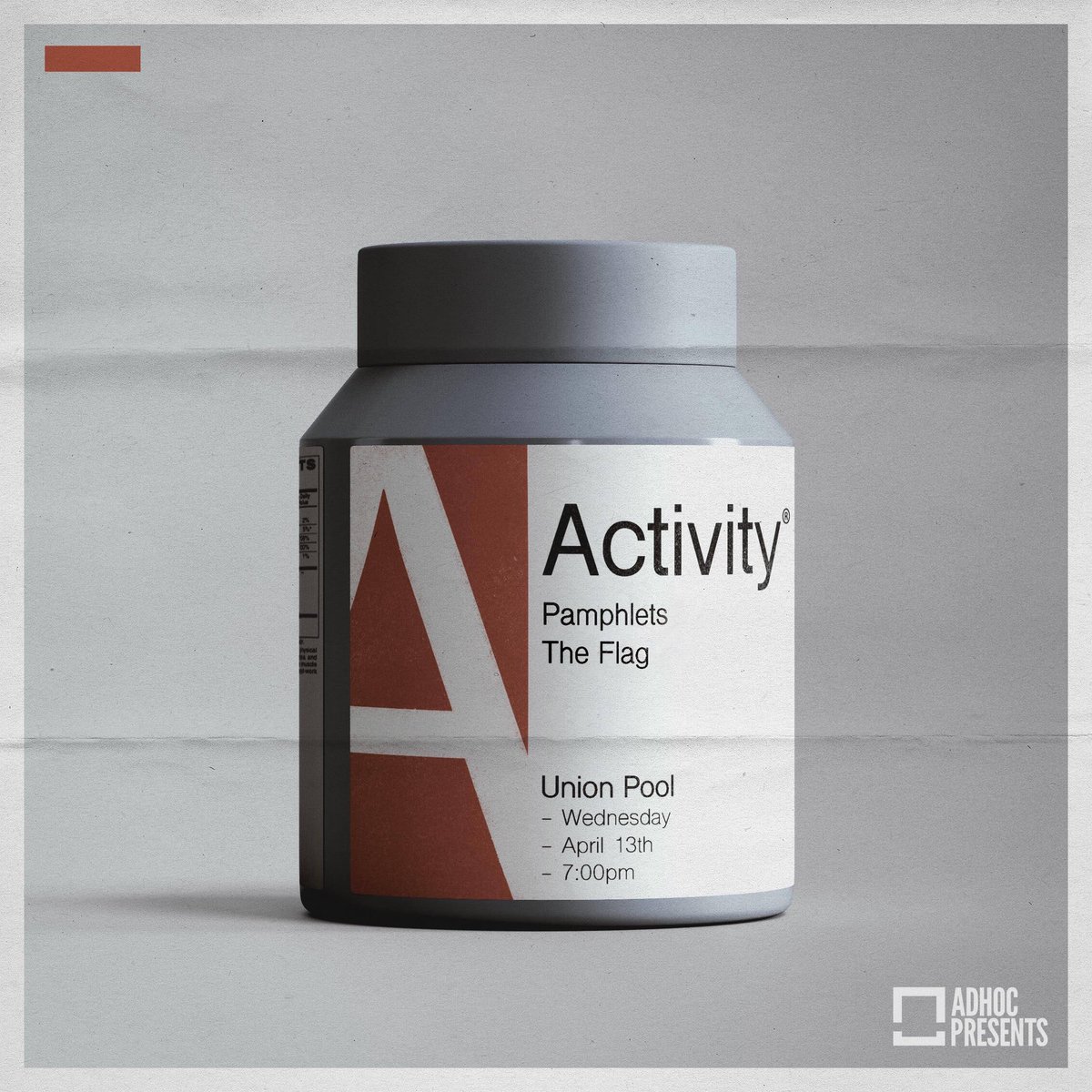 adhocfm's tweet photo. unfortunately due to a positive covid test, @poolholograph can no longer play at @UnionPool on 4/13. but! instead, @activitysongs, pamphlets, and the flag will now be playing 🚩 grab tix here: https://t.co/QvYYptz9R2

refunds are also available at point of purchase https://t.co/nAiuraSEWz