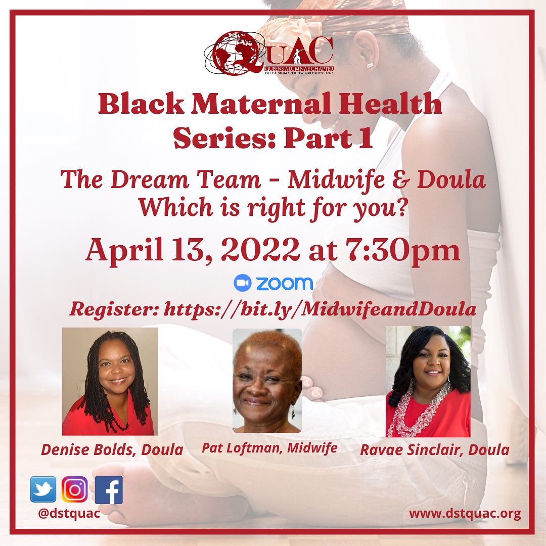 DSTQuAC's tweet photo. QuAC supports the movement to change the state of #BlackMaternalHealth! Join us for a series of events on this important topic. Register today for our first event 4/13 discussing Doulas &amp; Midwives,  https://t.co/wcf9IL1Tf5
#DSTQuAC 
#QuACHealthTaskForce 
#BMWH22
#BlackMamasMatter https://t.co/ZjLc2WlCss