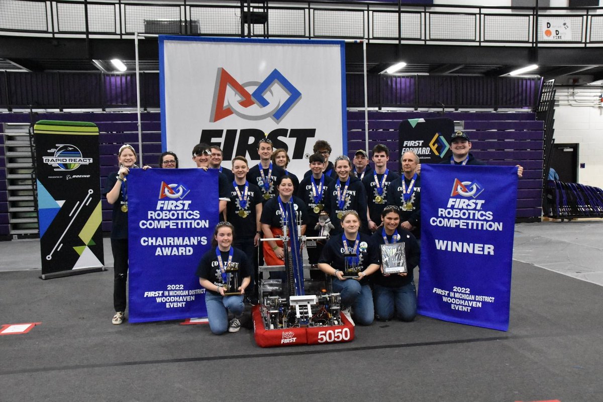 Congratulations to Airport High School's Cow Town Robotics team for being named the champion team of the 2022 FIM District Woodhaven Event presented by Ford! Our talented students will now advance to the State Finals competition at SVSU! #GoJets #FIRSTRobotics