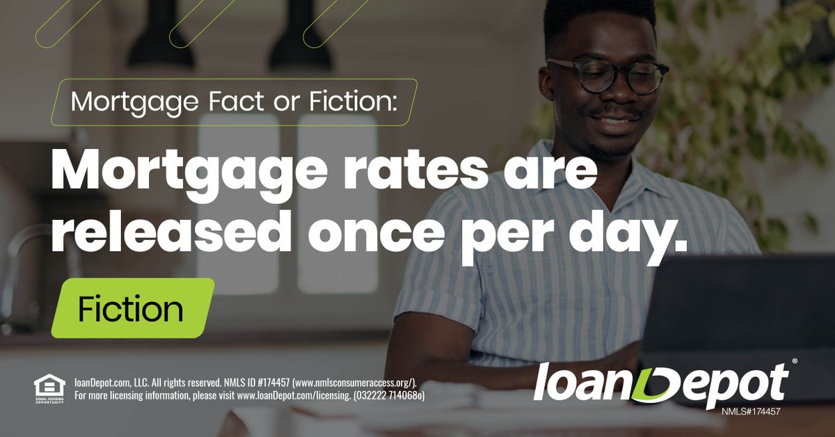 FICTION. Mortgage rates can change frequently throughout the day. That's why it's important to work with a top lender like loanDepot with a strong pulse on the market.