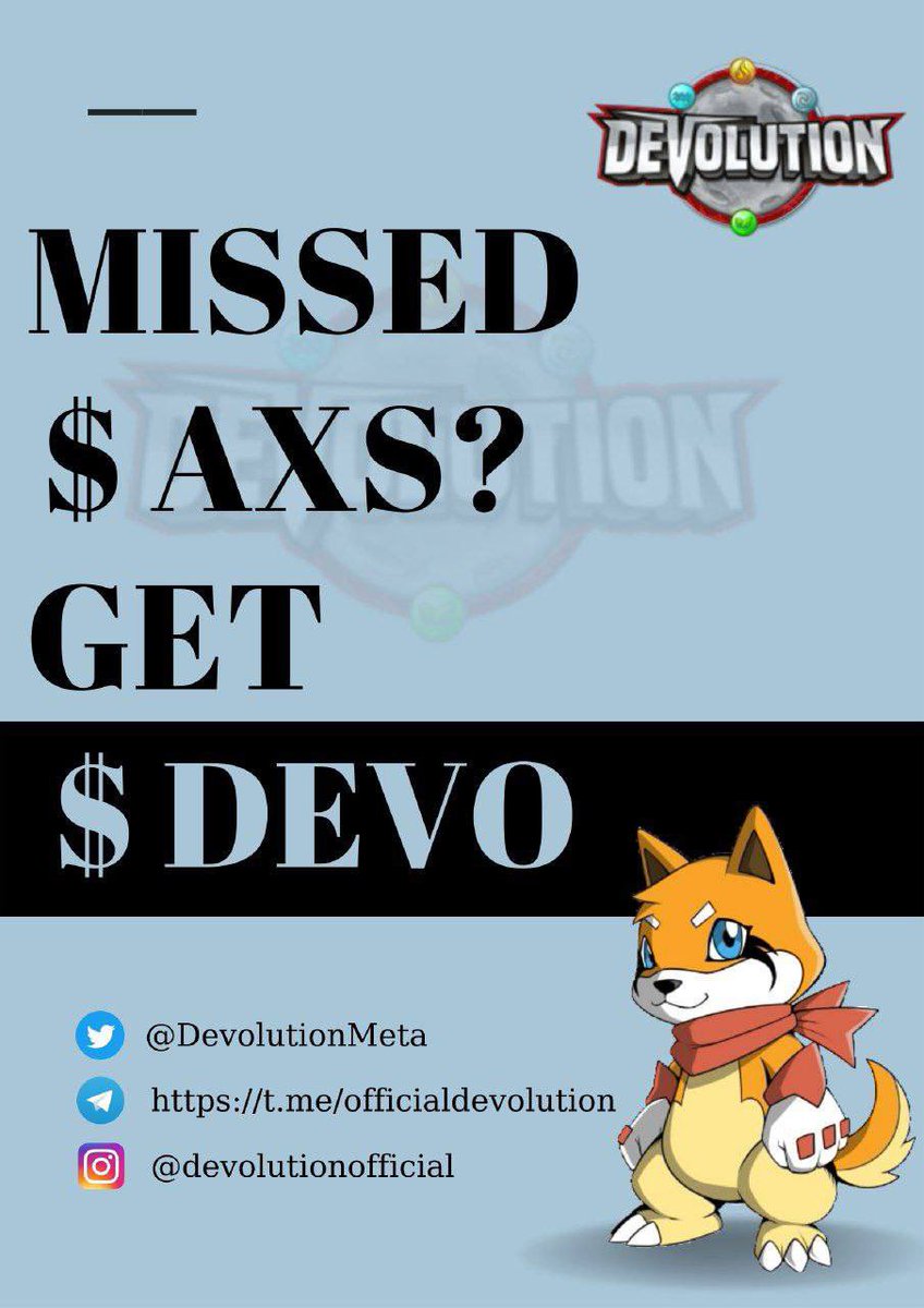 AndreDiaz_Devo's tweet photo. @cryptogems555 Welcome to #DEVOLUTION
We are the best #P2E #NFT 3D based game on the #BSC network.
Join WEBSITE - https://t.co/Imxa0A780A
Join TELEGRAM - https://t.co/m5uaOhdhEj
BUY $DEVO now on @PancakeSwap  0x0fd98b8c58560167a236f1d0553a9c2a42342ccf

#devo #devolution #bsc #metaverse #P2E https://t.co/25z5oK3lJb