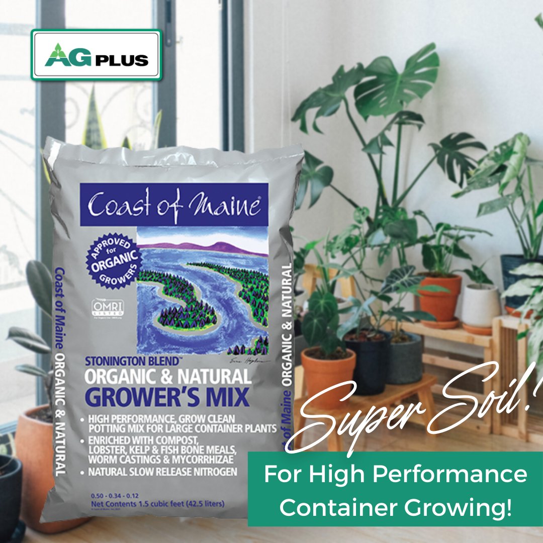 Looking for the best soil for your large or high-need indoor plants?  This Super Soil has it all!  When growing in 15 gallon containers,  there is no need for additional nutrients,  and grows the most AMAZING plants and vegetables.
Pick yours up at the Ag Plus Turf Center today!