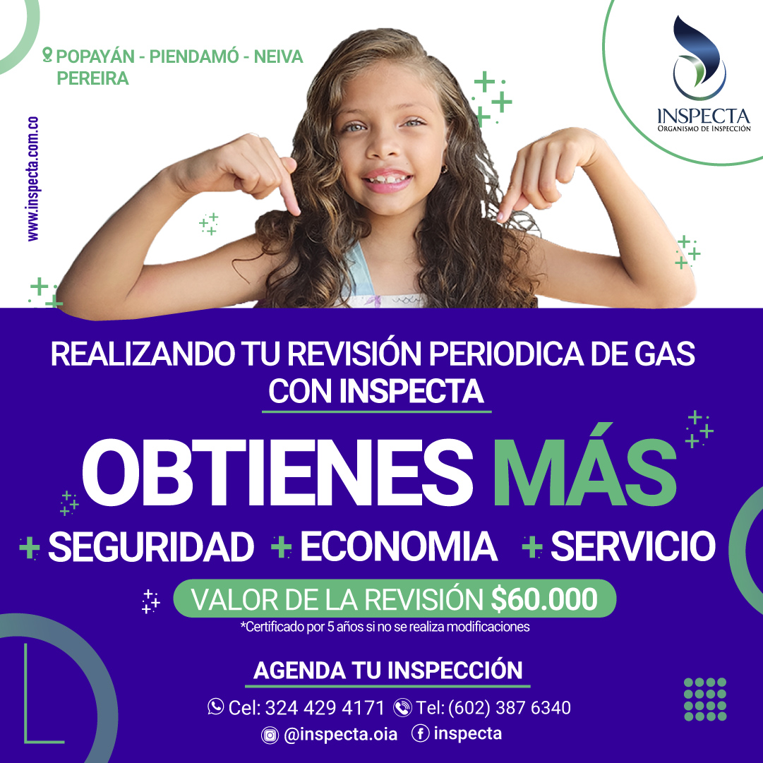 inspectaoia's tweet photo. 📣 Popayán, Neiva, Pereira, Piendamó y alrededores!!!
LOS DE LA REVISIÓN PERIÓDICA DEL GAS YA LLEGARÓN🔥 INSPECTA brindando seguridad a toda Colombia!🇨🇴
📌Programa tu Inspección Hoy!
Cel: 324 429 4171
https://t.co/EBejwBe0ka
.
#Inspecta #Popayán #revisionperiodica #gasnatural https://t.co/Ept5iGau0Q
