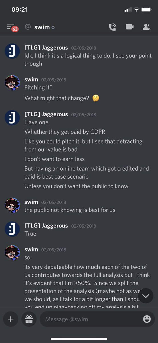 Jaggerous's tweet photo. You want receipts of swim taking advantage of other people for his own benefit? He wanted a secret “council” to help us be better Gwent analysts but not tell anyone so we’d look good. https://t.co/hJB1JP83WW