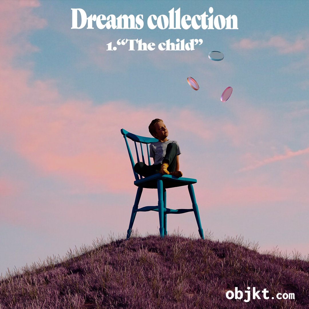 💜Dreams Collection💜 <a href="/objktcom/">objkt</a> 
1. The Child

Join me in this wonderful visual story where we will see fantasy, architecture, colors, landscapes and above all, the imagination in all its splendor.

THUR. APRIL 14
--
<a href="/cleannftunion/">Clean NFT Union</a> #NFT #CleanNFT #tezos  #nftart #NFTCommunity