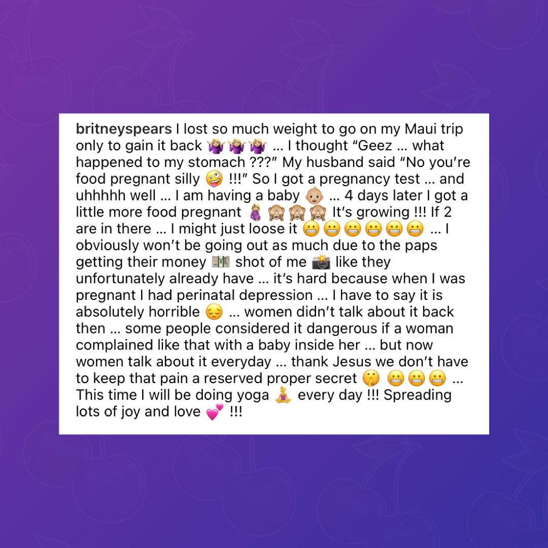 🚨 Britney Spears announces she is pregnant.