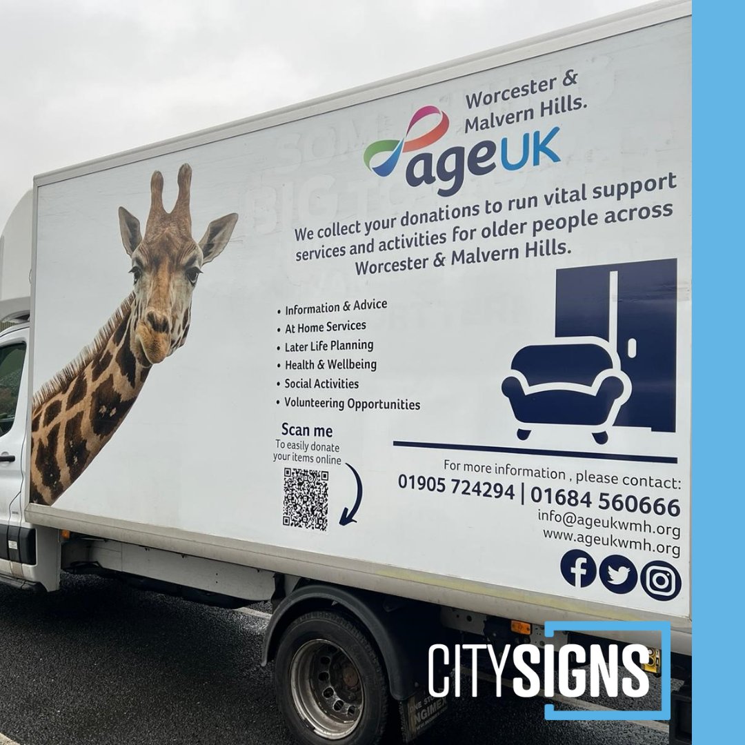 citysigns's tweet photo. This vehicle livery project for Worcester &amp; Malvern Hills Age UK certainly packs a punch! 🦏🦒

Not only does it provide a great way of raising awareness but it also gives info about the help they need.

More info: https://t.co/quX7yNQKdl
#vehiclelivery #worcestershirehour https://t.co/eUz3Lukmij