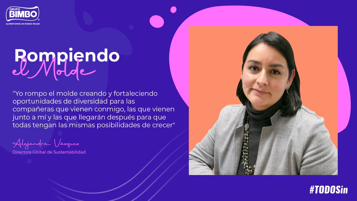 Grupo_Bimbo's tweet photo. #TodasIn | Conoce a Alejandra Vázquez Langle, directora Global de Sustentabilidad, quien nos cuenta lo que la inspira a seguir #RompiendoElMolde. Recuerda que en estas semanas compartiremos distintos testimonios de mujeres en Grupo Bimbo. https://t.co/GzjG6vI4M2