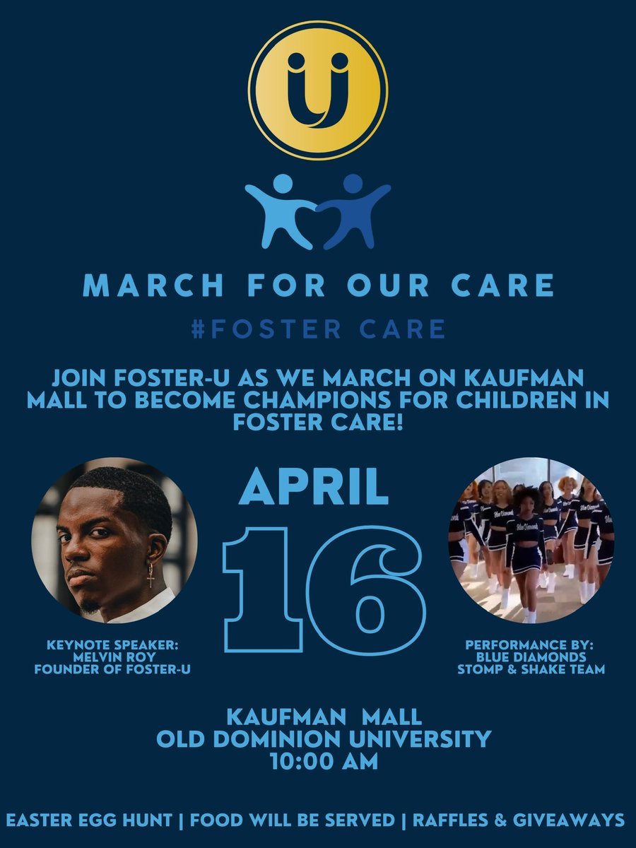 With just four days away, we are super excited to have this amazing event to bring awareness to the needs of kids in Foster Care! 

Please join us this Saturday as we March to become Champions for Children in Foster Care at Old Dominion University! #odu #fostercare #Awareness