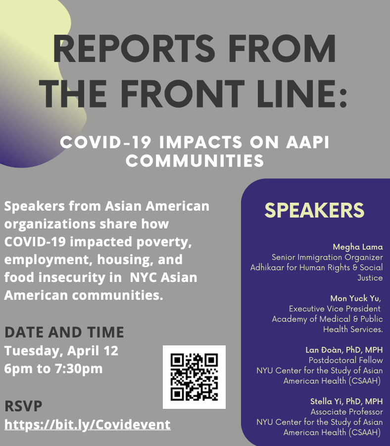 worldchannel's tweet photo. TOMORROW 6p ET: #AsianAmerican leaders &amp; organizations – @adhikaar, @AMPHS_NYC, @nyugrossman, @DrStellaYi, @lanndoan, @MonYuckYu &amp; more – share how #COVID19 impacted poverty, employment and housing equity in #AAPI communities in New York City. Join here: https://t.co/jJVgGGjHfD https://t.co/GihzcfbqDL
