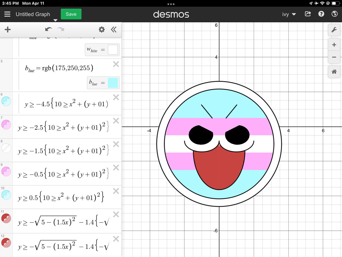 ivy_moth's tweet image. tried making my pfp in desmos

#demsos #art #math
 (working with circles is hard so this one isnt as good as the GM construct one)