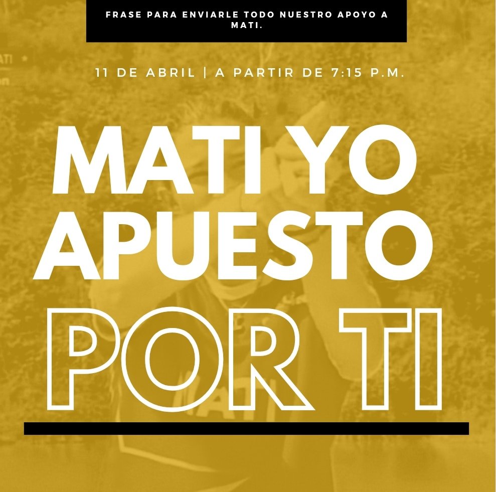 Matinators_Of's tweet image. 🚨 MATINATORS🚨
Recuerden que esta noche estaremos utilizando la frase MATI YO APUESTO POR TI para enviarle todo nuestro apoyo a Mati y hacerle saber que miles de personas estamos con ella. Esto es por y para ella. 
LOS ESPERAMOS, apoyen con su RT

-Team Mati ♥️🌀