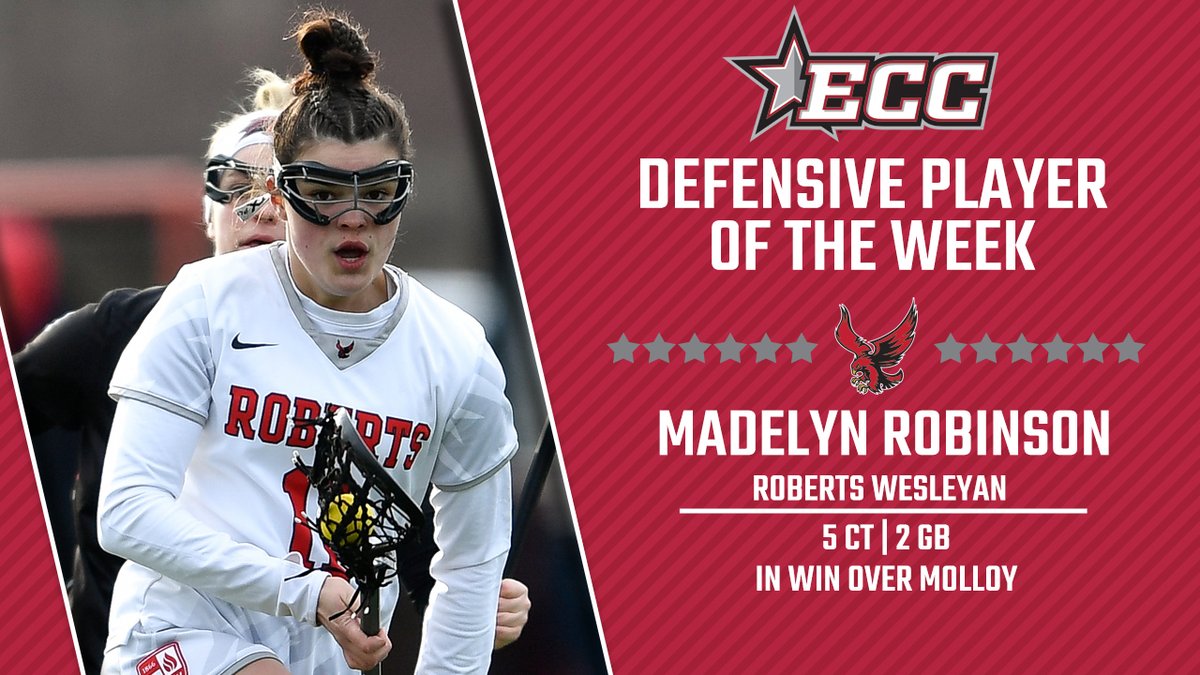 ECCSports's tweet photo. ECC Women's Lacrosse Defensive Player of the Week - Madelyn Robinson, @RWCREDHAWKS 

https://t.co/RRCq8mvR1A https://t.co/ZZzNBvxrWO