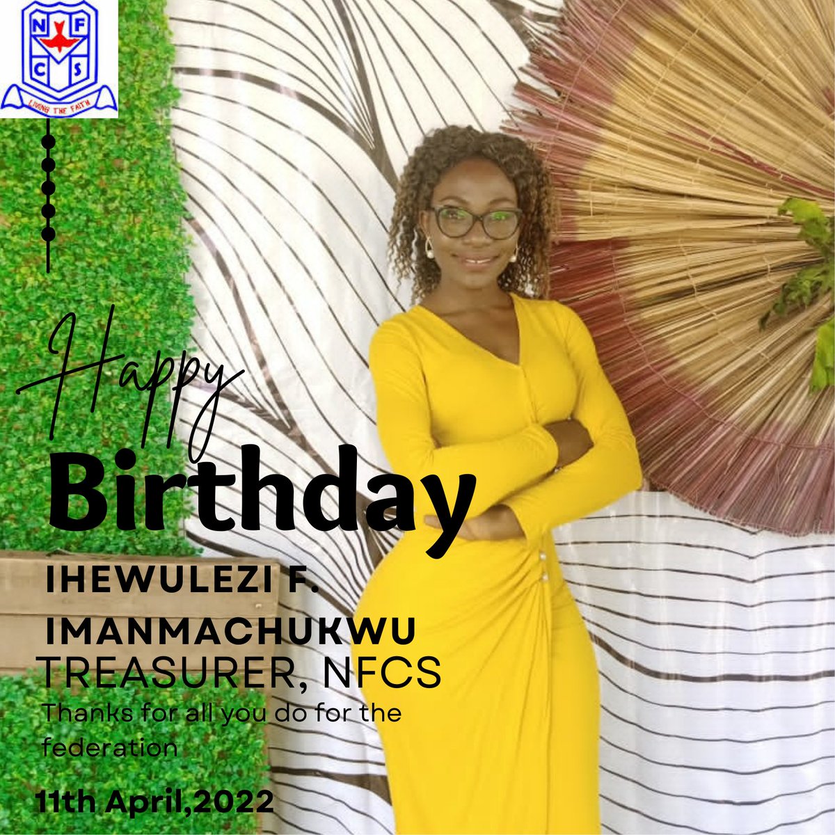 nfcsui's tweet photo. Happy birthday to the beautiful @IhewuleziI

Thank you for being so invaluable to the Fellowship unit, Pen club, Central executives and to the whole of NFCS.

God bless you🥂 https://t.co/U2hY799TsU