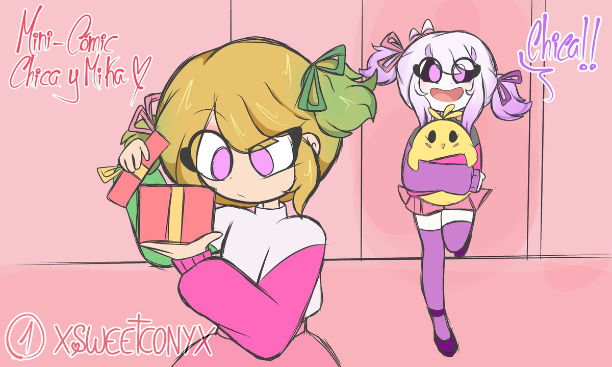 cherrideluxe's tweet photo. Además, hice un mini cómic de Mika y Chica! <3 💕
Algo random, pero con la misma temática del cum de Chica 🥰 https://t.co/Ql5xQPgRrB