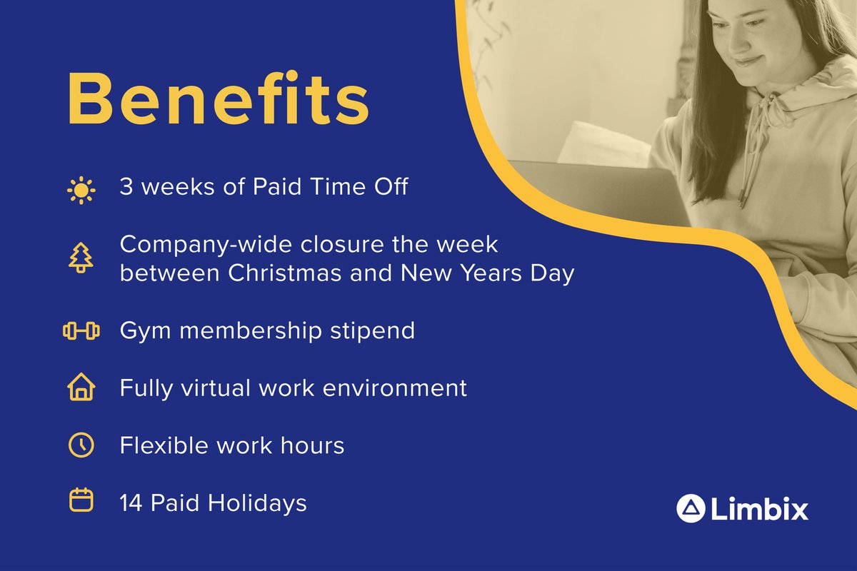 LimbixHealth's tweet photo. At @LimbixHealth we #LiveOurValues, exemplified by our company benefits. If these resonate with you, we invite you to check out our job openings and apply! https://t.co/TN4JIrwBBe #LimbixLife https://t.co/KUExi478ED