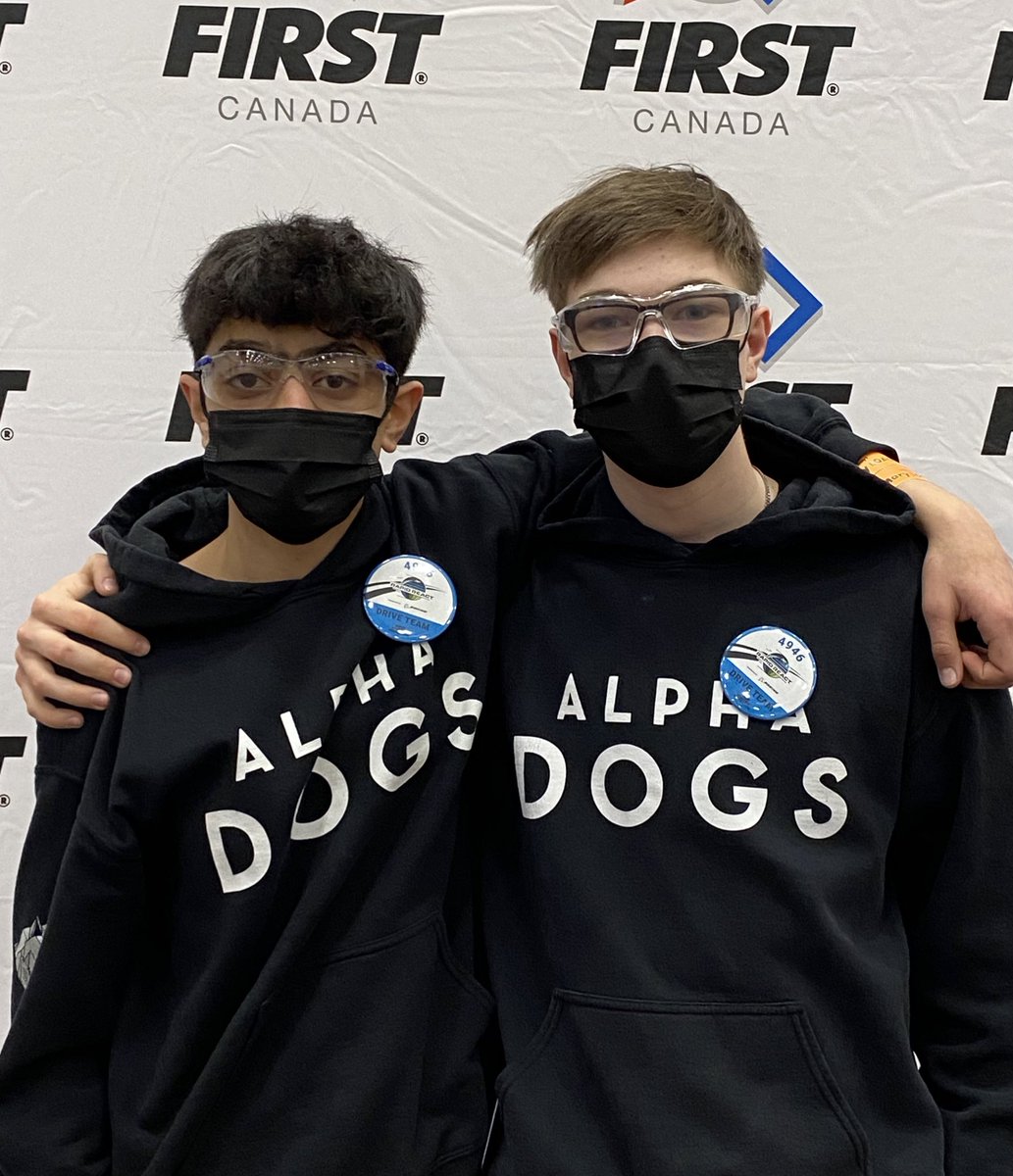 The Alpha Dogs would like to introduce our Robot Drive Team for the 2022 season, Krish (as pictured on the left) and Evan (as pictured on the right).