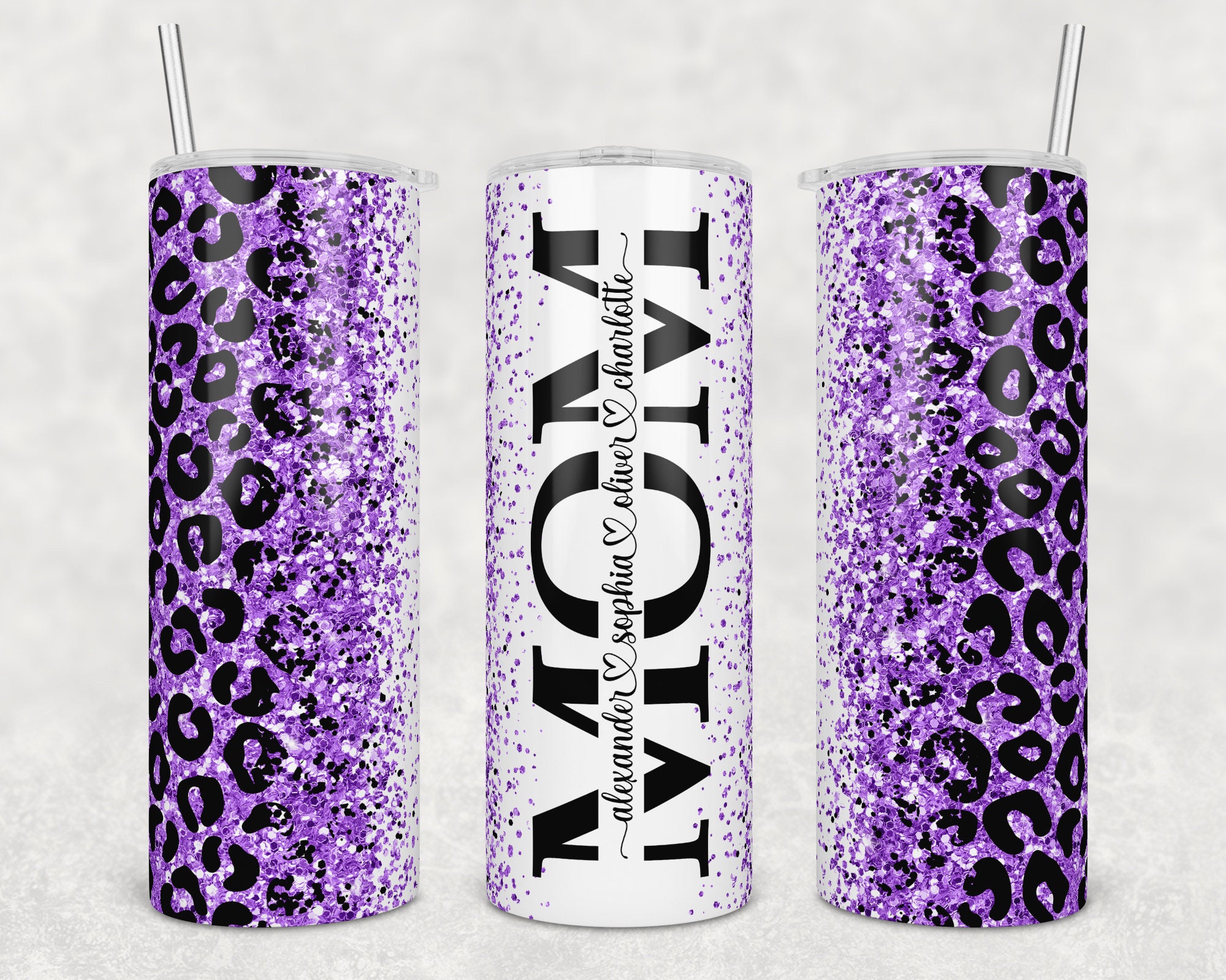 Purple Glitter Add Your Own Name, 20oz Sublimation Tumbler Designs, Skinny  Tumbler Wraps Template - 34 PATTERN