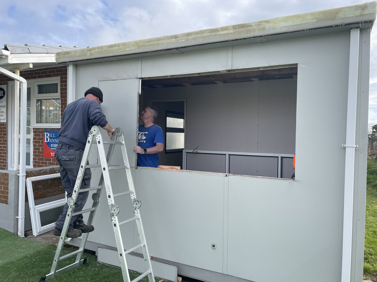 beaconcc's tweet photo. Incredible shift from these gentleman - especially our Chairman @dlproctor - scorebox taking shape ready to house one of our biggest summer transfers! #stackdontslack https://t.co/DzA6hc0lt3