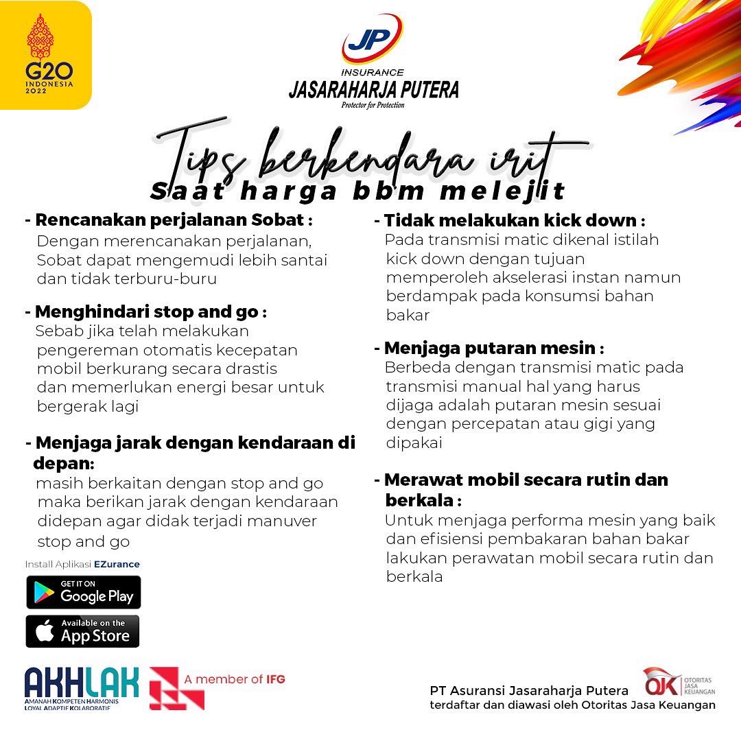jrp_insurance's tweet photo. Hei Sobat JRP, kenaikan harga BBM (Bahan Bakar Minyak) tidak dapat kita hindari sebagai akibat kenaikan minyak mentah dunia.
Agar Sobat dapat berkendara lebih irit, yuk simak tips ala JRP
Swipe Swipe >>
#HematEnergi #TipsAlaJRP #ProtectorforProtection #JRPInsurance https://t.co/ZIEM3kIFue