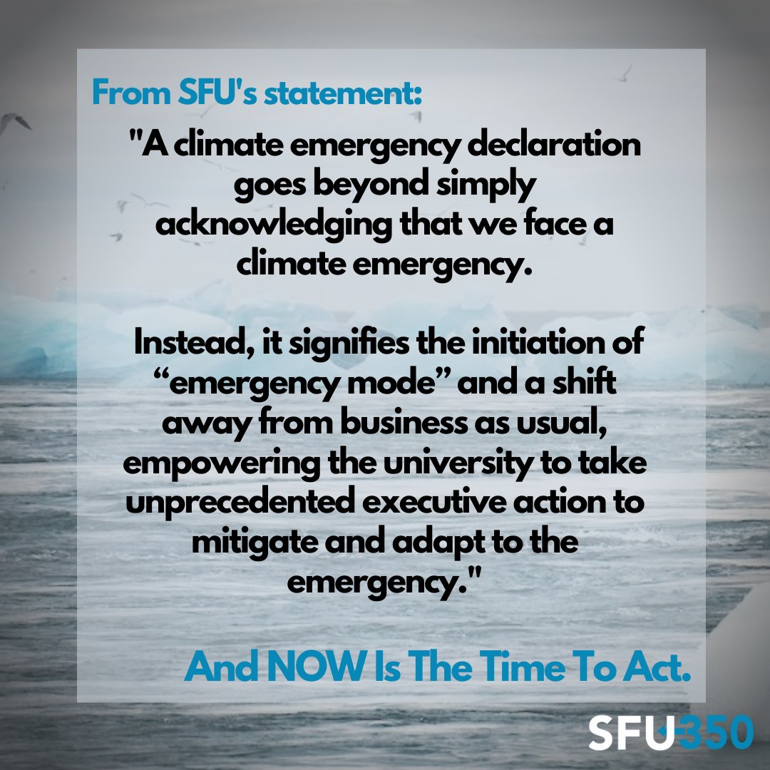 sfu350's tweet photo. After years of fighting for divestment, our Climate Emergency
Declaration Letter Campaign (with over 1000 signatures), and
students coming together from all departments, affiliations,
and spaces - we pushed and made this happen! https://t.co/vJqUrHppRf