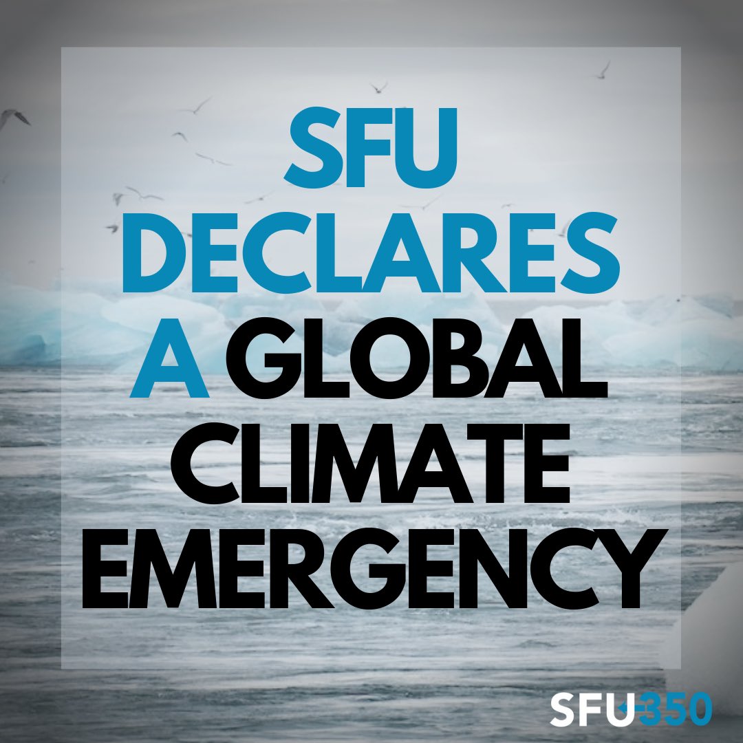 sfu350's tweet photo. After years of fighting for divestment, our Climate Emergency
Declaration Letter Campaign (with over 1000 signatures), and
students coming together from all departments, affiliations,
and spaces - we pushed and made this happen! https://t.co/vJqUrHppRf