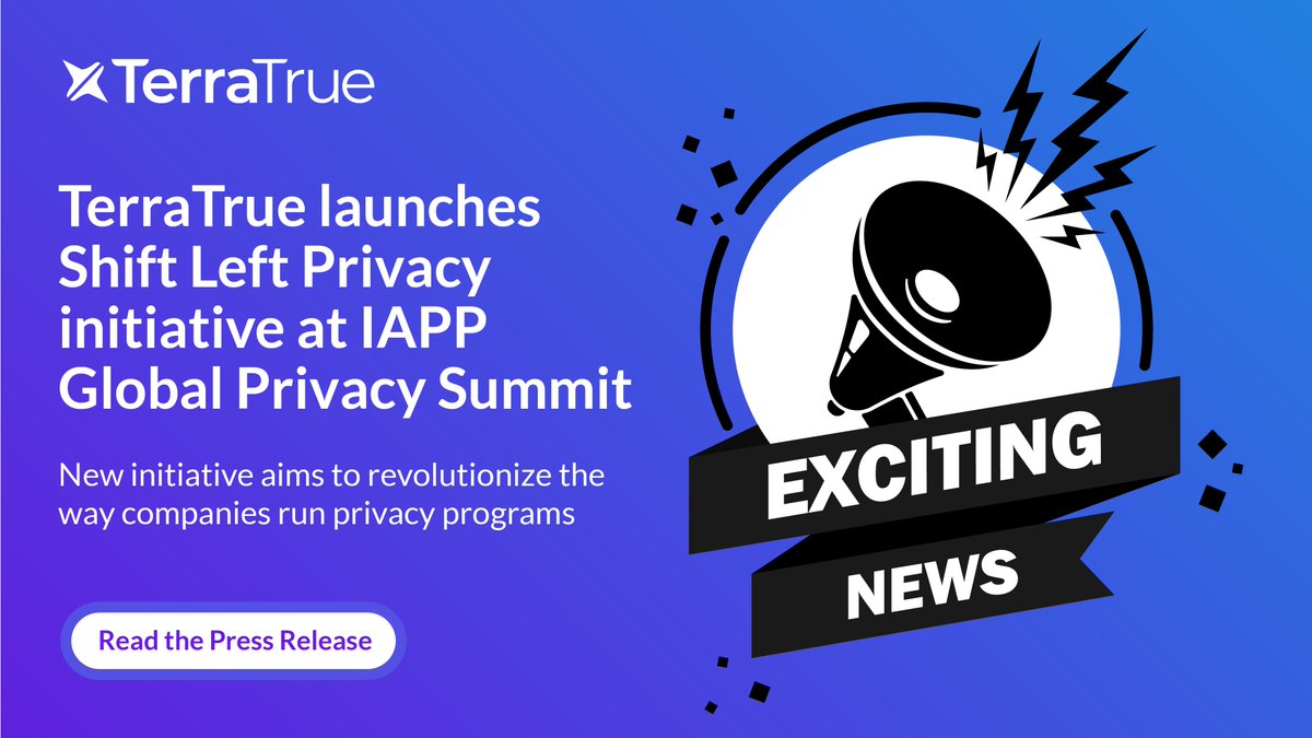 TerraTrueHQ's tweet photo. TerraTrue sparks #Privacy revolution with Shift Left Privacy initiative at the @PrivacyPros #GPS22 – read the news here >> https://t.co/ggFELYnVKg #ShiftLeftPrivacy #ProactivePrivacy https://t.co/9bbRzZzFdA