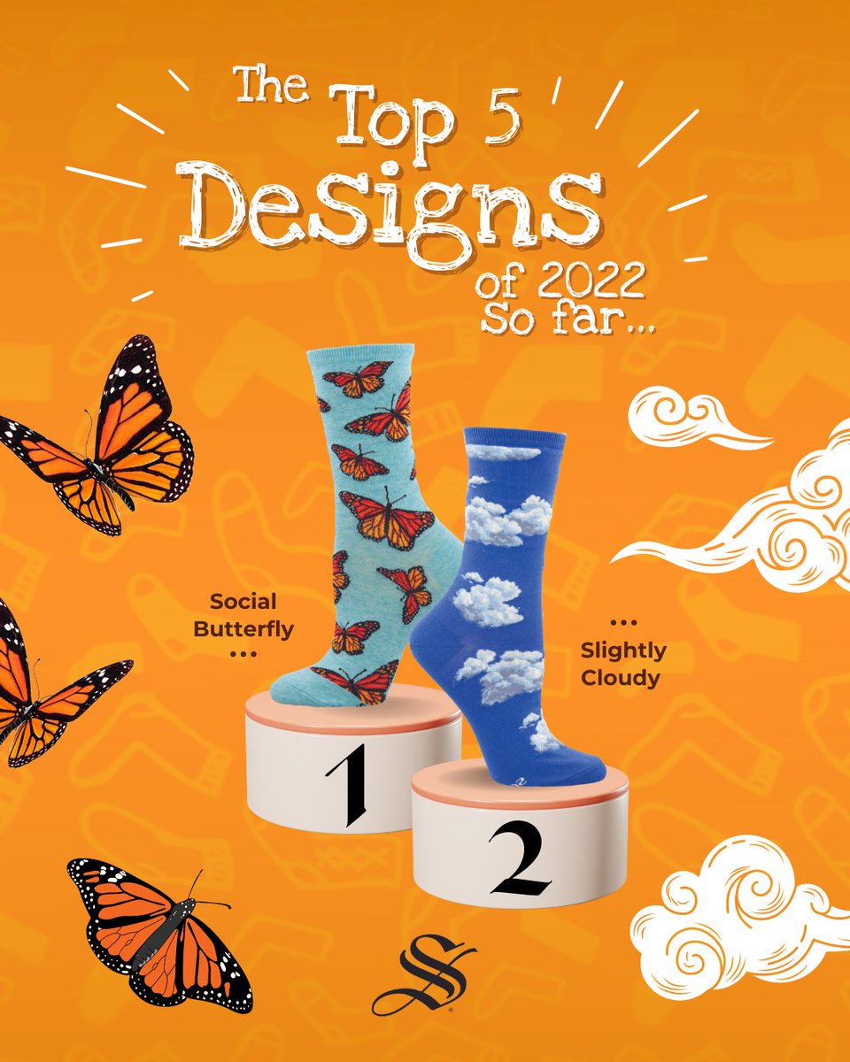 Socksmith's tweet photo. We're coming at ya with our Top 5 Spring 2022 designs...so far! 🥳🐾🌵🕶 ☁️🦋

🧦: https://t.co/1EUK67sBFi

#NoBoringSocks #socksmith #socks #sockslovers #socklove #socklover #mondaythoughts https://t.co/NK25wNqd8o