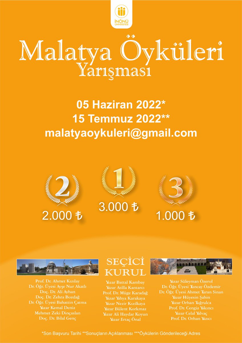 makon44's tweet photo. İnönü Üniversitesi 'nin  düzenlediği  ulusal ve uluslararası katılıma açık olan Malatya Öykü Yarışması'na, her yaş ve meslek kümesinden konuya ilgi duyanlar yarışmaya müracaat edebilirler..
#MASTÖB 
#MAKON 
@inukurumsal https://t.co/BI50ZB0KNA