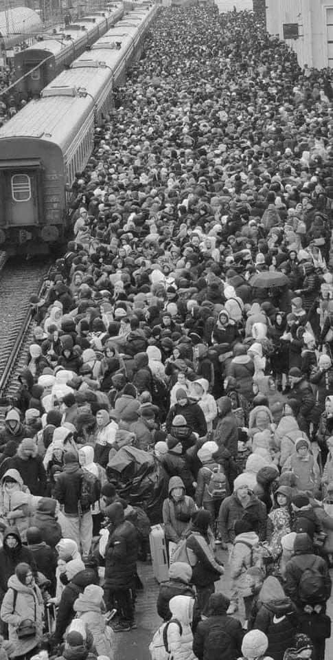 TwoHappyDachs's tweet image. This is not a photo from 1941.   This is a photo from March 2022 with all the color taken out.   A chilling reminder that history repeats…🕊🇺🇦