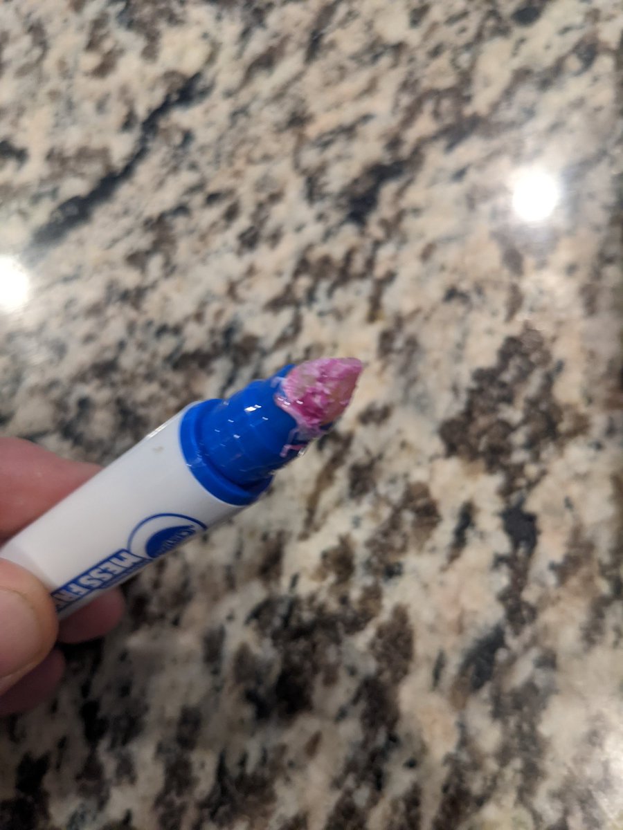 buzz_money's tweet photo. @Crayola #ColorWonder #MessFree Can you explain how this mess free marker melted a hole in this pink solo cup? Found sitting on its side below the shelf where my kids keep their art stuff. Has been sitting there for at most 24 hours. The plastic was gooey... https://t.co/P3LRErLXDk
