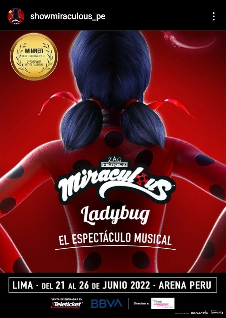 MLadybugPeru's tweet image. Miraculers! Por si no se enteraron aún... el musical de #MiraculousLadybug ya está en Lima, Perú! Es del 21 al 26 de junio! 🤩🤩🤩

Ya pueden ir adquiriendo sus entradas! Para más información vayan a la cuenta de @/showmiraculous_pe en Instagram! 

🐞💚