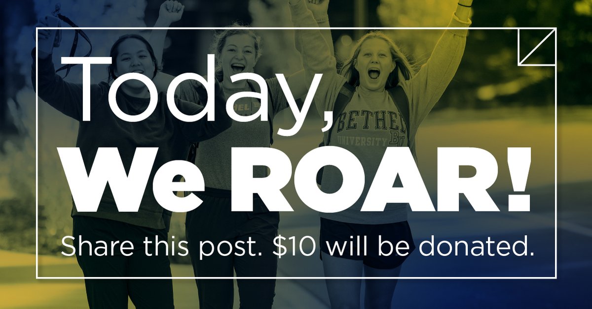 BethelU's tweet photo. Every time this post is retweeted, $10 will be donated to the Bethel Fund! Impact someone's life today. 🦁#BUROARDay https://t.co/HnG02IvlZF