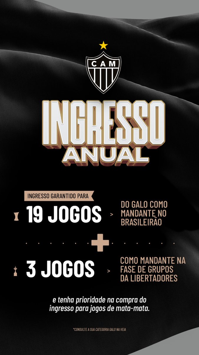 Vc que tem aquele amigo Galo Doido, mas que esta sem condicao de ir nos jogos..

Vc tera a oportunidade de levar ele no jogo entre Galo x America na Quarta pela Libertadores.

Irei sortear 5 pares de ingresso.

Basta vc dar rt com a foto do plano anual, me seguir e seguir o Galo.
