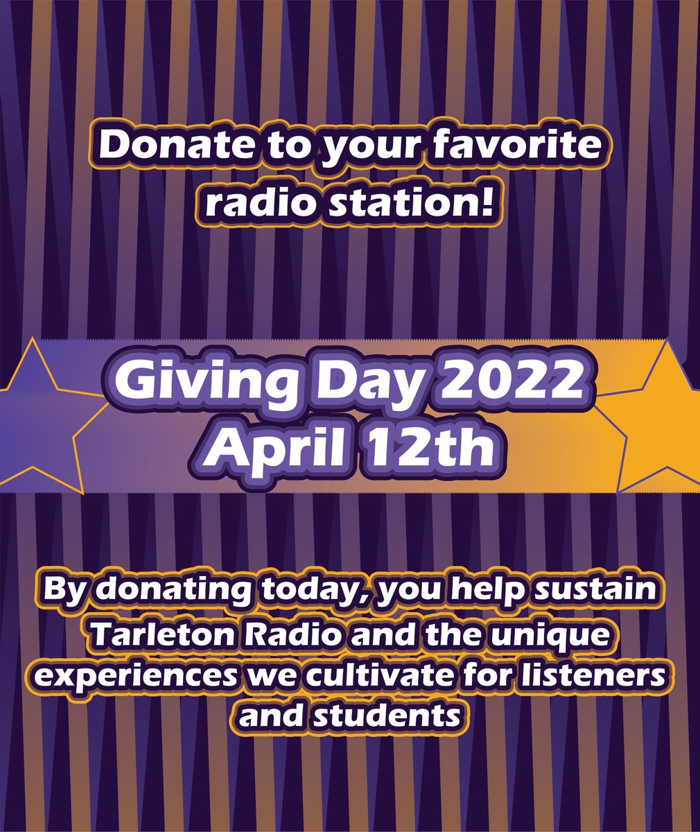 Head over to givingday.tarleton.edu/?cfpage=/o/tar… for today only to donate to your favorite radio station!