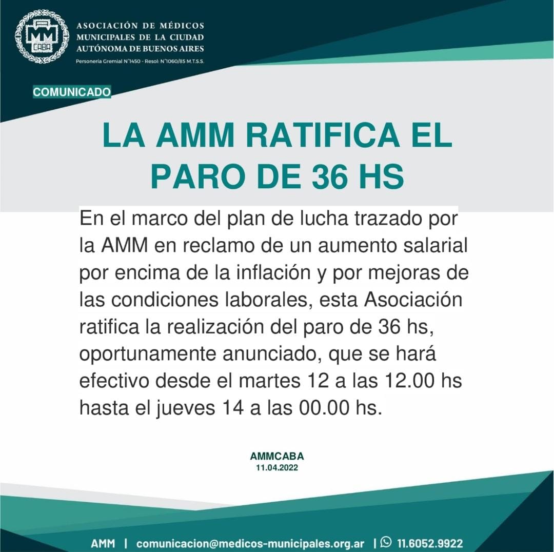 ATE-SALUD: 📢 MAÑANA, MARTES 12 DE ABRIL, PARO DE 36HS HOSPITALES PORTEÑOS. 

Sigue 👇🏿