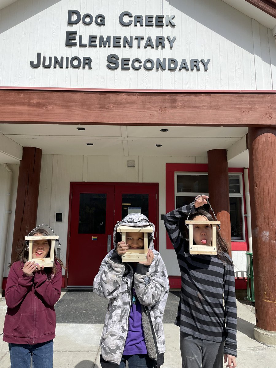 SteveSd27's tweet photo. Thank you to Alana @SD27_ADST for coming out and helping our little ones build bird feeders and our older students design and cost out materials for turning a shed into bike storage! @SD27_CC the kids wanted to make funny faces and how could I say no, they were so happy! https://t.co/06BfzlSYmh