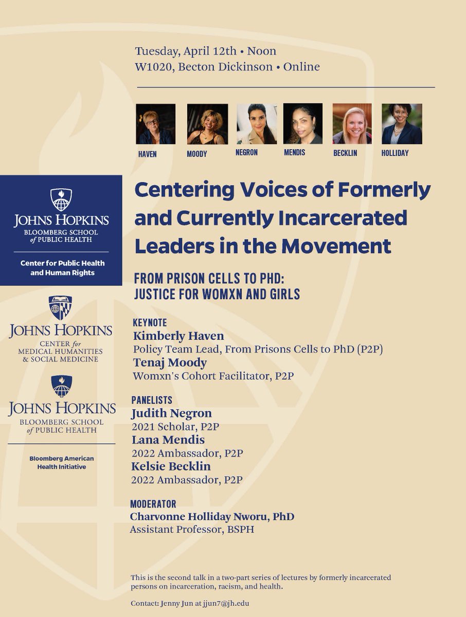 Join us tomorrow at noon ET for Part 2: Justice for Womxn &amp; Girls of Centering the Voices of Formerly and Currently Incarcerated People &amp; Leaders in the Movement series.

In person: bit.ly/3N3QFnN
Online: bit.ly/354uVXE