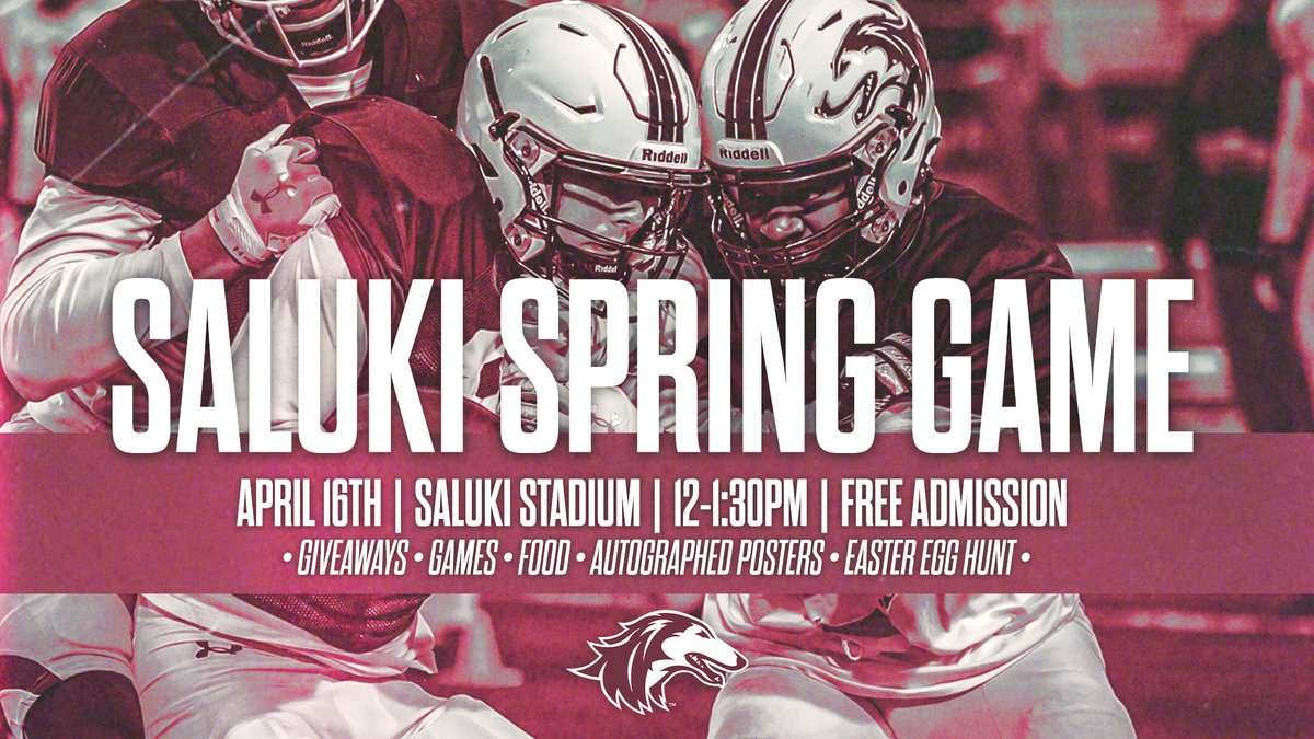 Join us this Saturday, April 16th from 12-1:30pm for the Saluki Spring Game! A FREE event for the whole family. We will have giveaways, games, food, autographed posters, and an Easter Egg Hunt on the field.