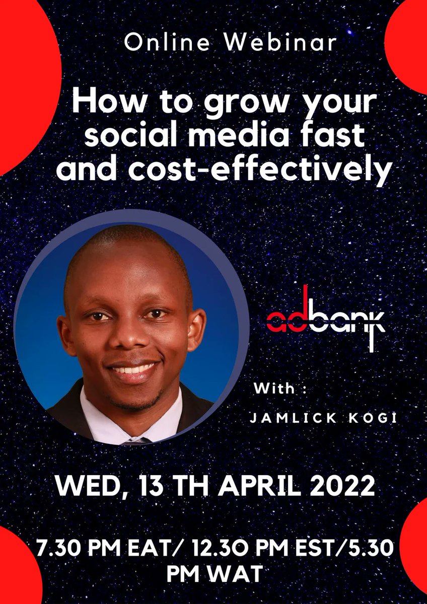 adbanknetwork's tweet photo. #ADBbite This week, we shall discuss the ultimate way to grow your social media fast and cost-effectively. Register for FREE via this link: https://t.co/Ur4UYaA9cG 

#selfserveplatform #Blade #taskmarketplace https://t.co/cq8cVxjjtP
