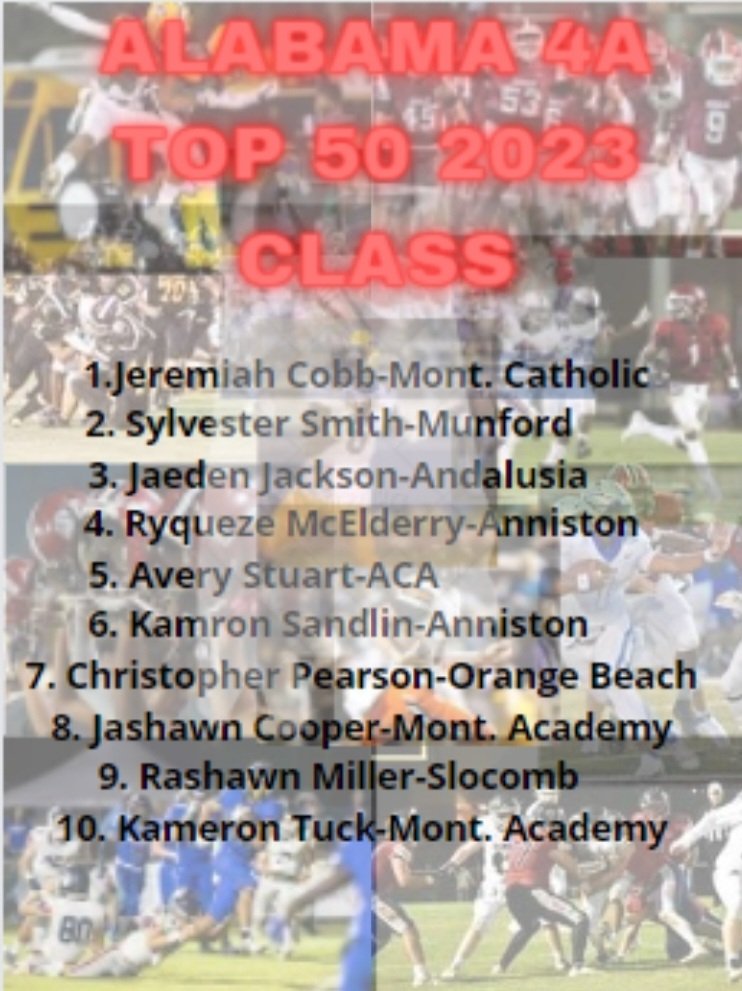 Alabama 4A Football on Twitter "Alabama's 4a top 50 in 2023 class