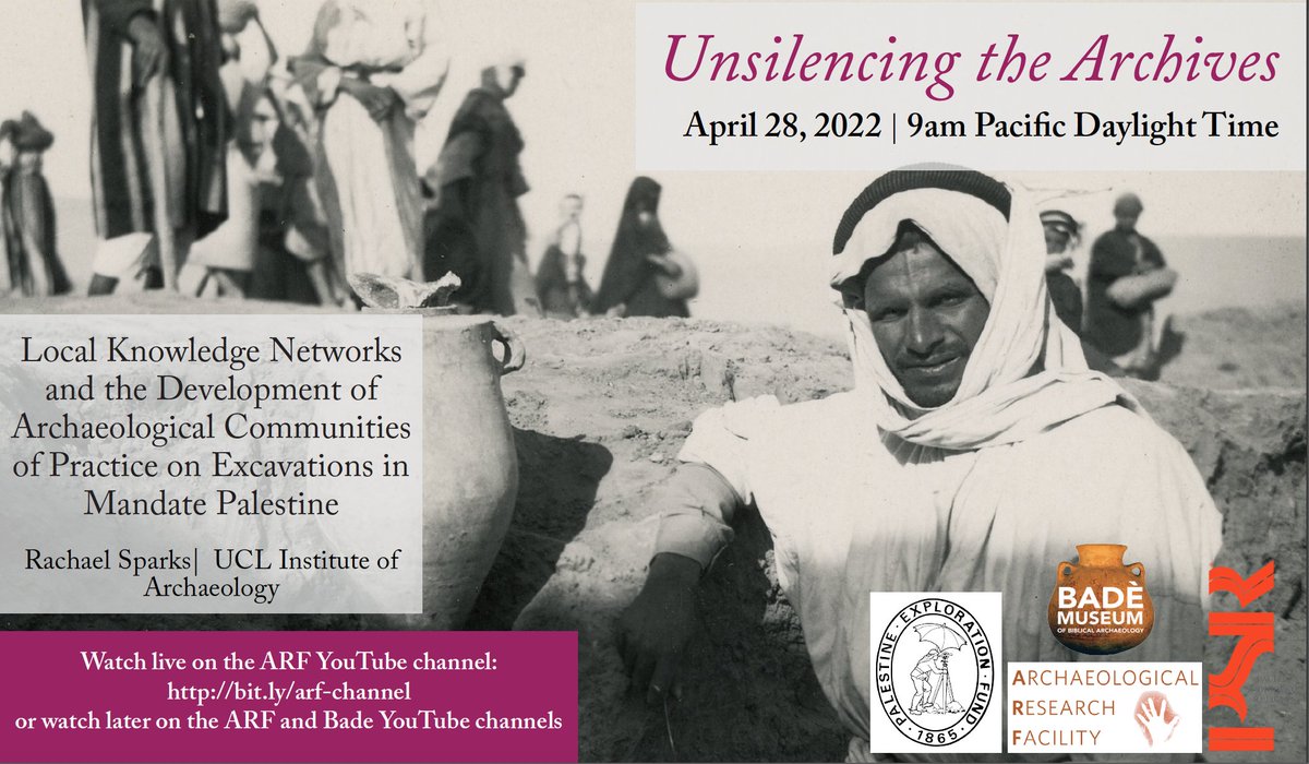bookofbrooke's tweet photo. Our second “Unsilencing the Archives” lecture this month is scheduled for April 28th!
Rachael Sparks (UCL)
"Local Knowledge Networks and the Development of Archaeological Communities of Practice on Excavations in Mandate Palestine."
#BadeMuseum & @ARF_UCB & @PalExFund https://t.co/Jd0hmkkQN8
