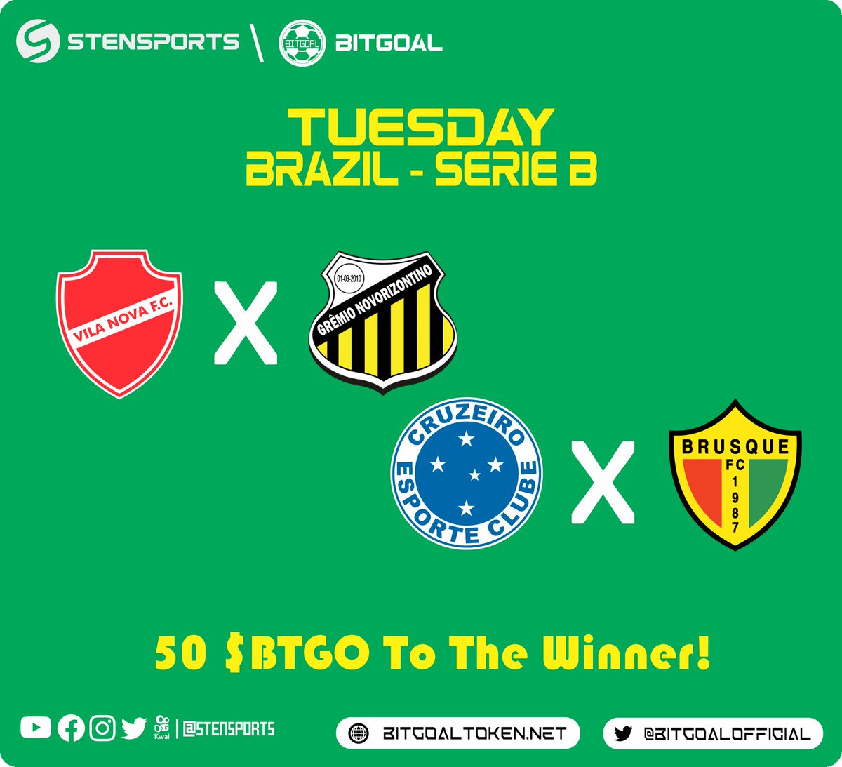 StenSportss's tweet photo. Great chance to win BitGoal for free!  Score the score and win 50 $BTGO!  Submit your MATIC wallet in the comments!!🚀🚀🚀🤑🤑

#StenSports #BitGoalAirdrop #BitGoalGaming $BTGO $MATIC https://t.co/d9ZVHSHY3K