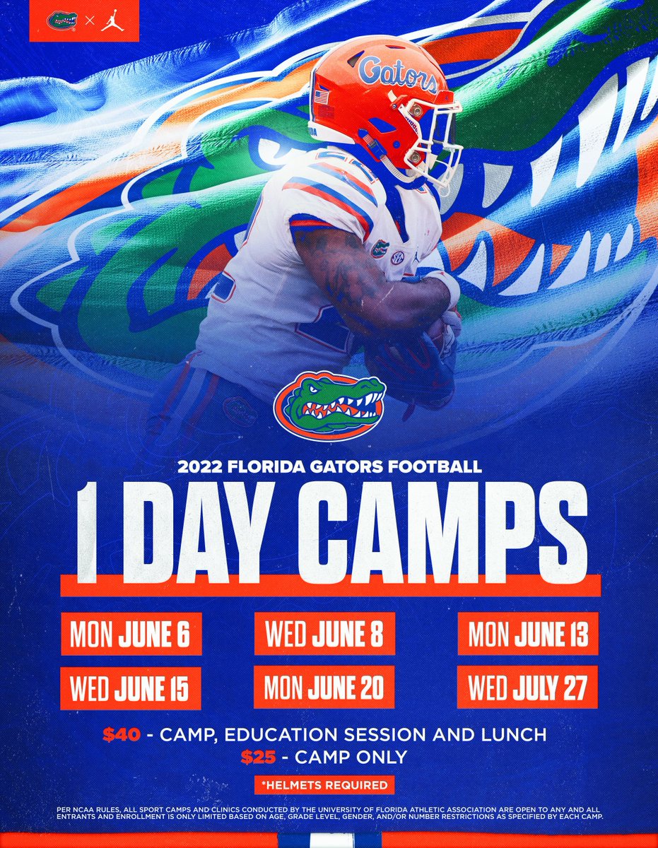 1 Day Camps begin June 6th! Register today! 🔗bit.ly/gatorsfbcamps #GoGators | #UFuture