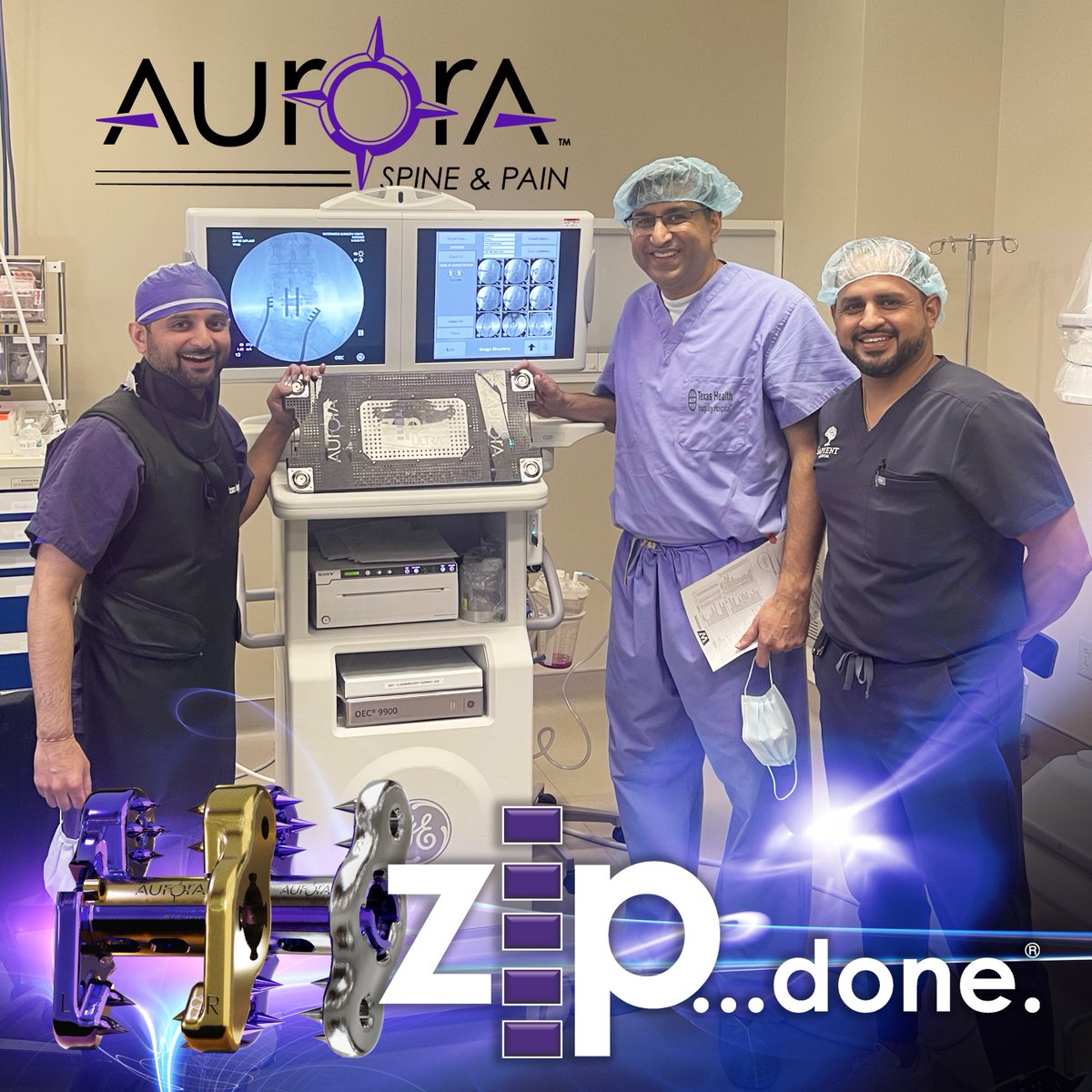 AuroraSpine's tweet photo. Starting off the week appreciating Dr. Jay Vyas and Dr. Ved V Aggarwal MD PA for choosing #ZIP® to treat their patient with back pain. We are so happy and thankful to be part of a great case!
#SimplifyingTheComplex #ThePurpleForce #ZIPDone https://t.co/uwYwjF4Whs