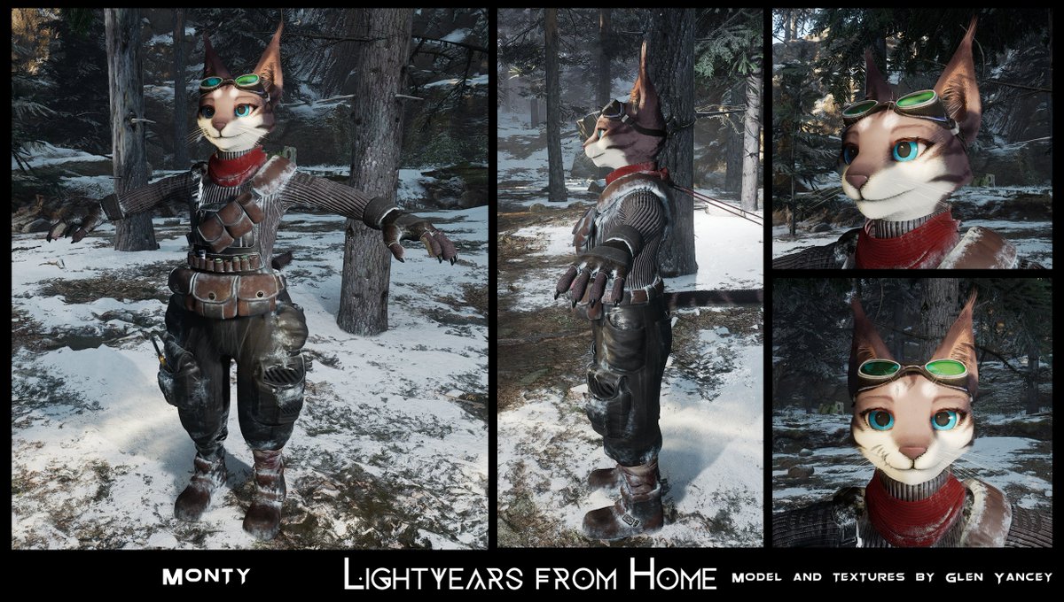 WallStaringCat's tweet image. Monty, one of the characters I'm working on for @LightyearsGame ! He'll be your furry little companion on your harrowing space adventure through a cold and hostile alien planet! Grooms were made in #Xgen and #ornatrix - Rendered in #unreal #UE4. #gameart  #characterart