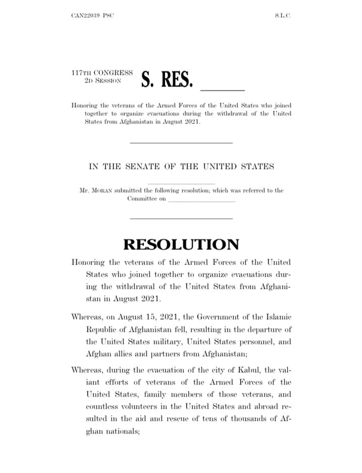 SenBlumenthal's tweet image. This resolution is a tribute to the heroic actions of our nation’s veterans &amp;amp; civilian volunteers whose relentless work saved the lives of countless Afghan allies.